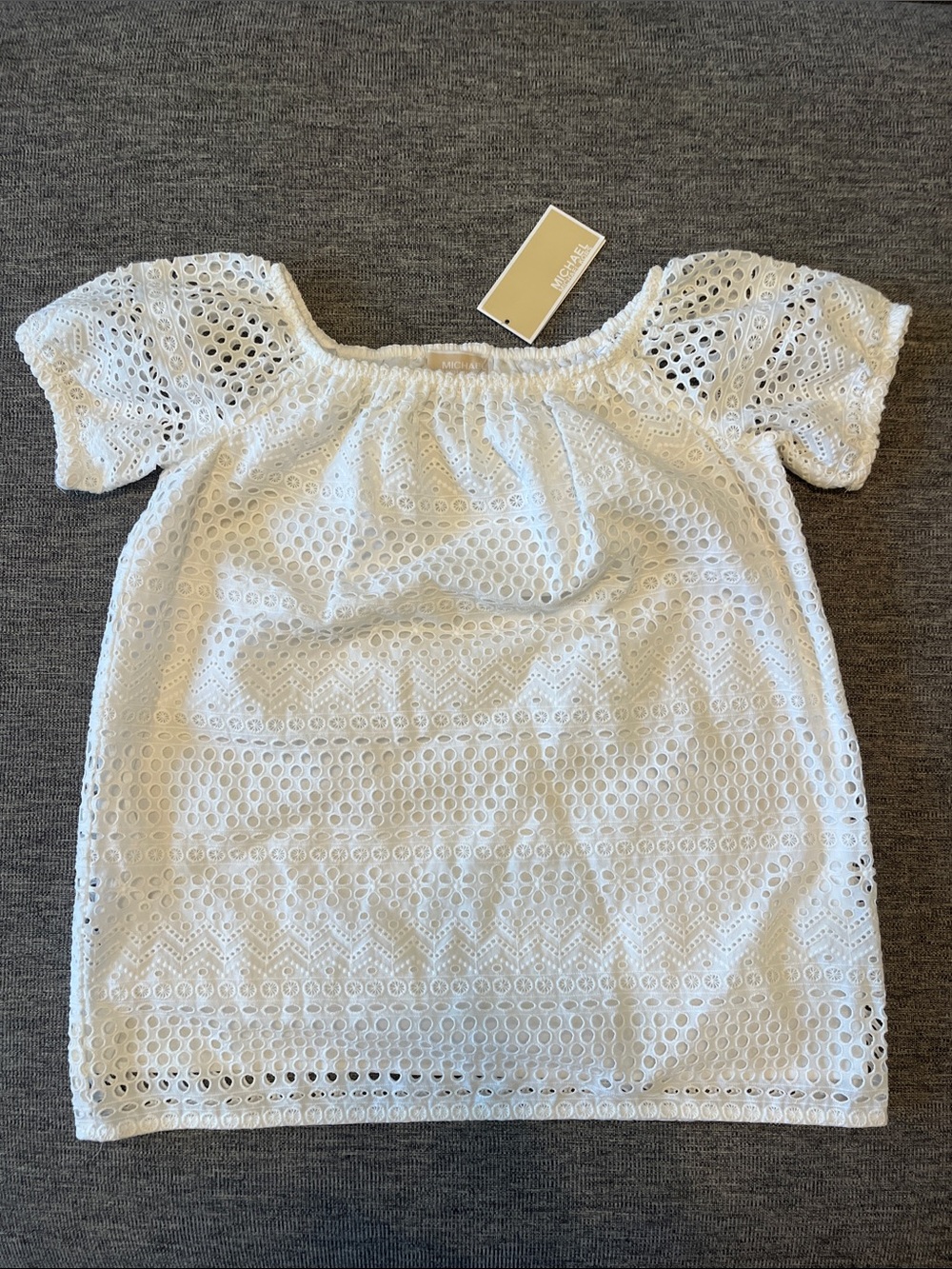 Michael Kors White Eyelet Off-Shoulder Blouse